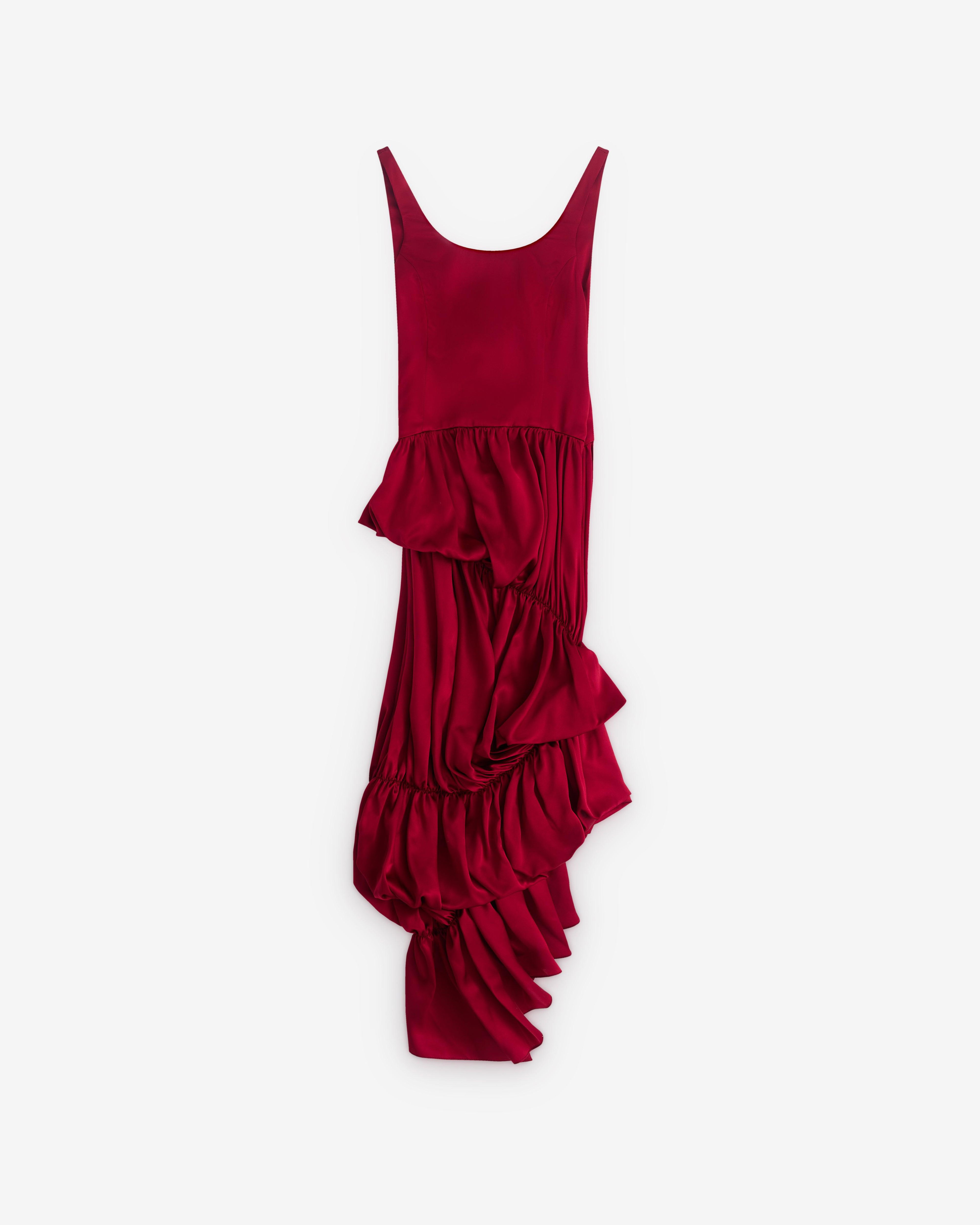 Pauline Dujancourt - Women’s Gathered Silk Dress - (Red) by PAULINE DUJANCOURT