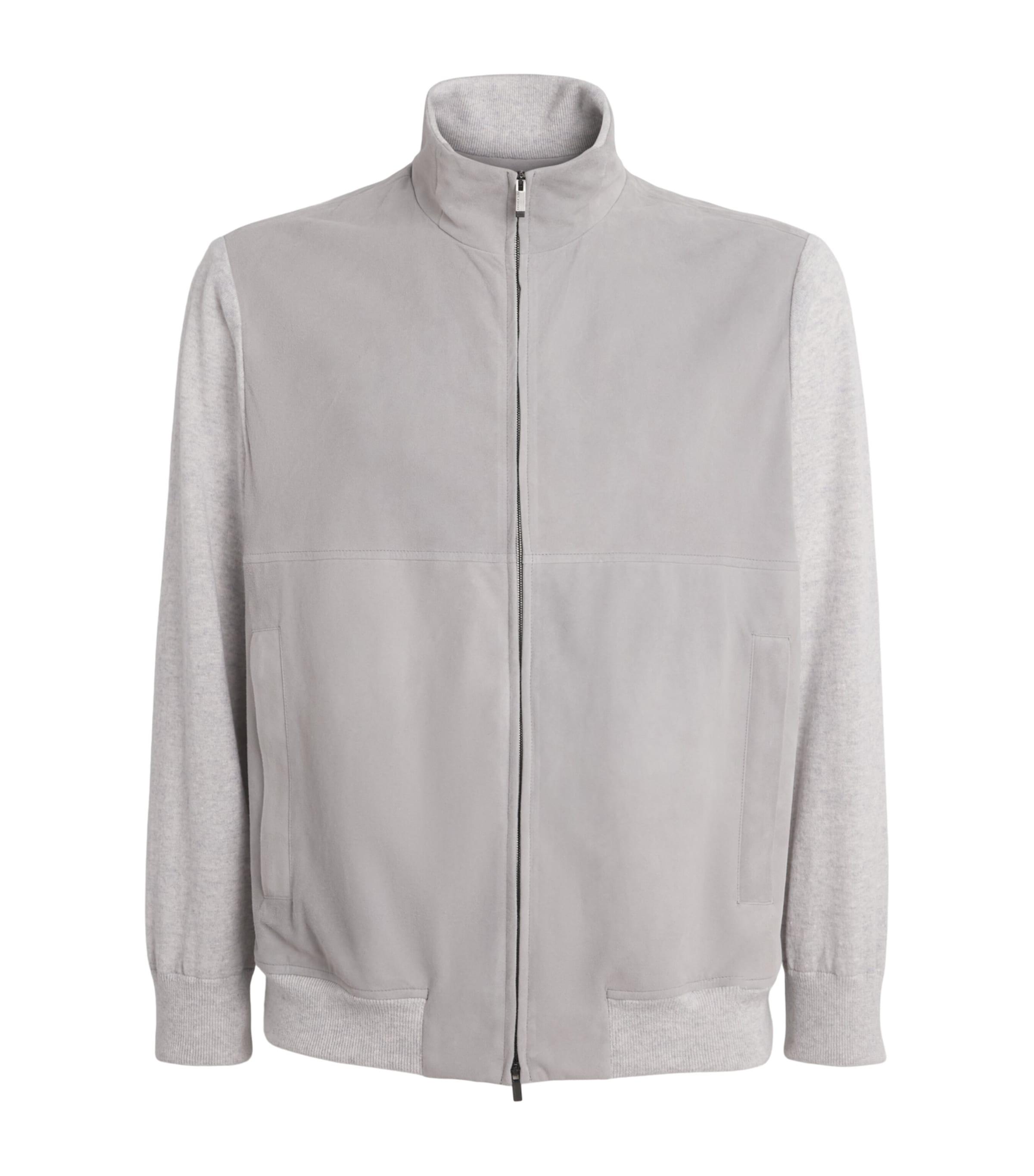 Paul & Shark Aqua Suede Bomber Jacket by PAUL&SHARK