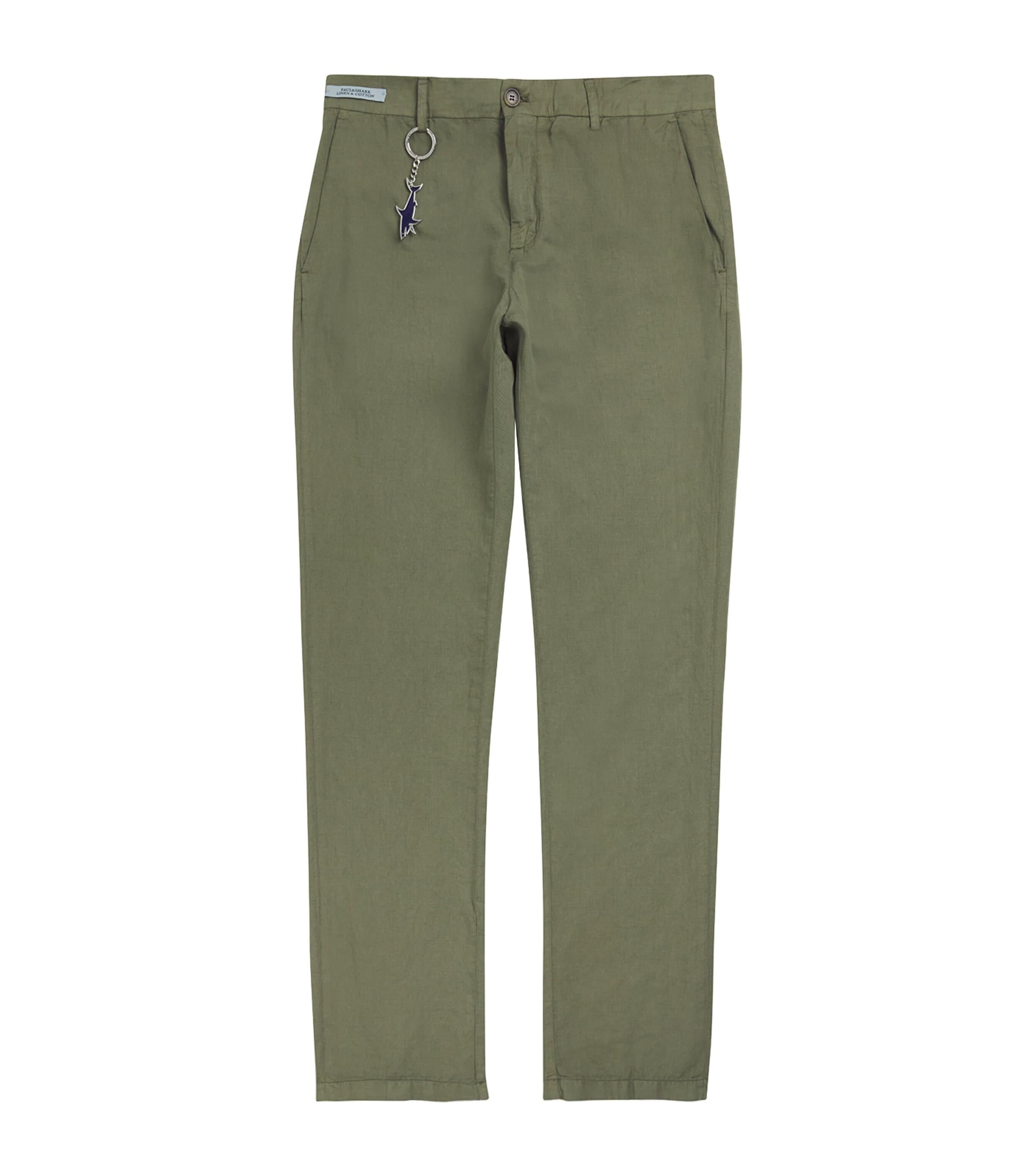 Paul & Shark Cotton-Linen Chinos with Shark Charm by PAUL&SHARK