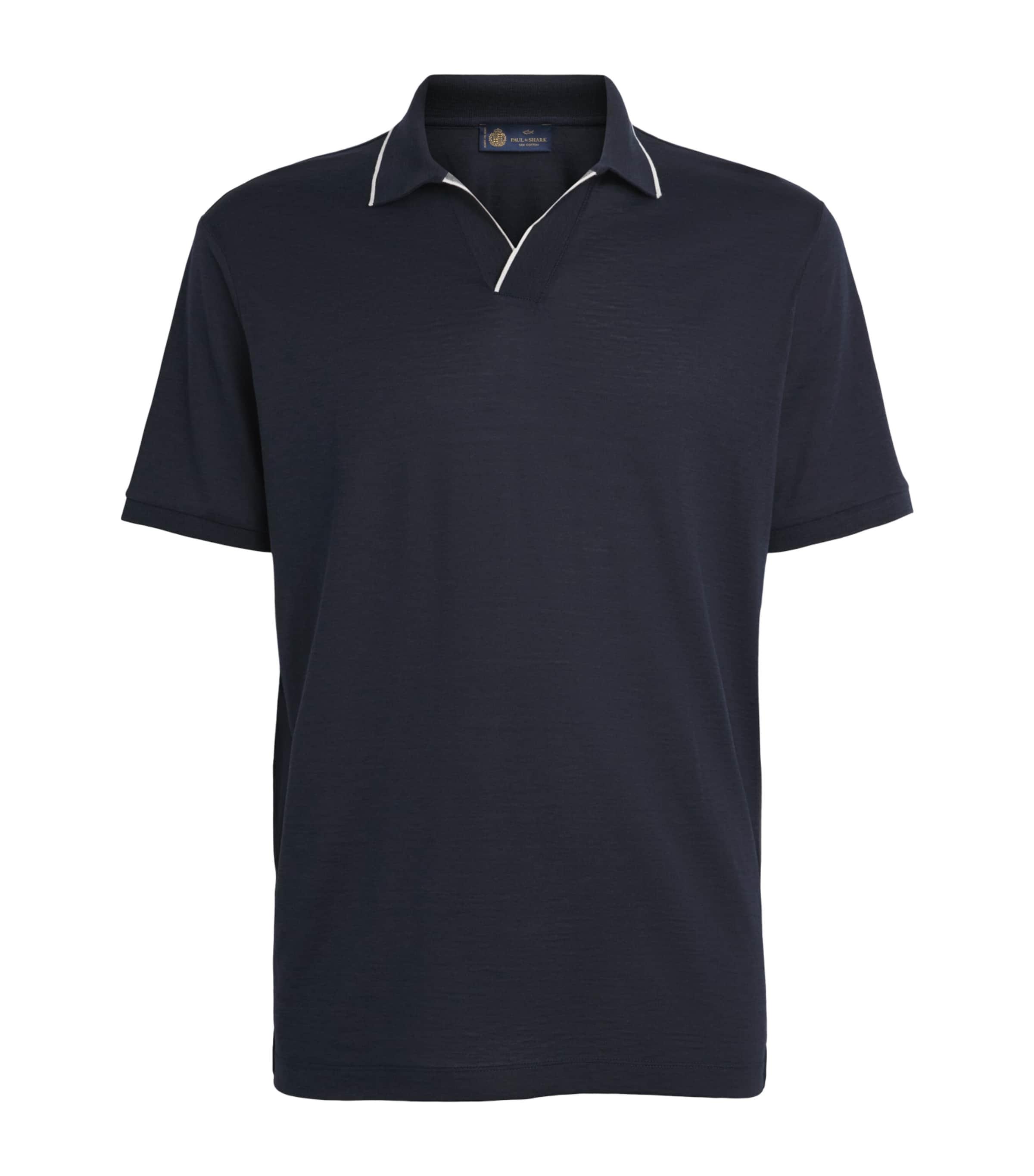 Paul & Shark Silk-Cotton Open-Collar Polo Shirt by PAUL&SHARK
