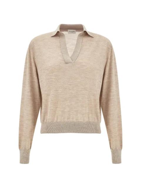 V-neck knitted cashmere polo top by PAUL&SHARK