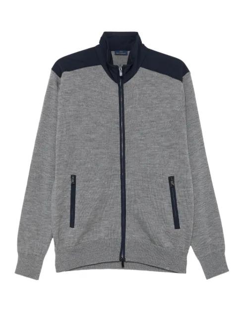 zip-front panelled cardigan by PAUL&SHARK