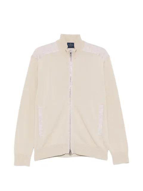 zip-up shoulder-panelled cardigan by PAUL&SHARK