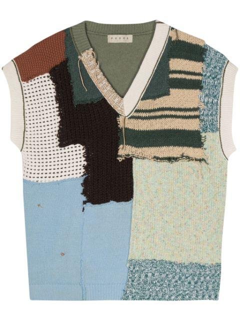 Nabil patchwork knitted vest by PAURA