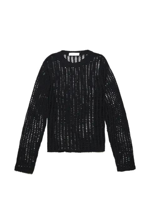 perforated-design crew-neck sweater by PAURA