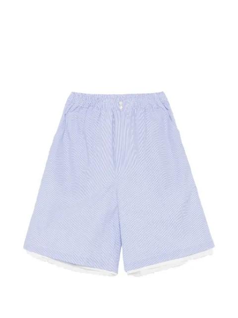 striped raw-cut shorts by PAURA