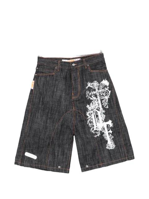 Low Ride graphic-print denim shorts by PDF