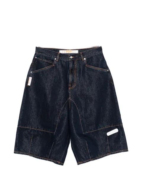 contrast-stitch denim shorts by PDF