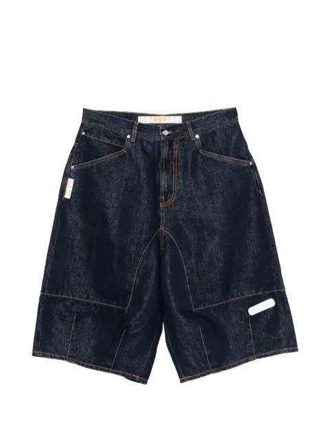 denim contrast stitching shorts by PDF