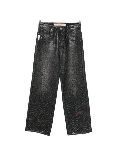 leopard print denim jeans by PDF
