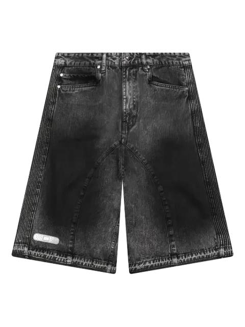 pleated-panel denim shorts by PDF