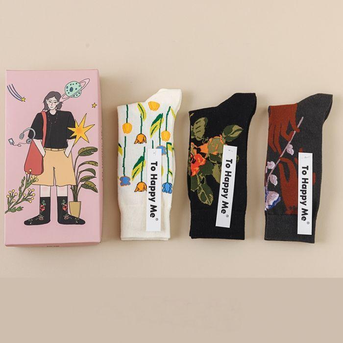 To Happy Me Set Of 3 Pairs Art Print In Gift Box by PEACH ACCESSORIES To Happy Me Set Of 3 Pairs Art Print In Gift Box by PEACH ACCESSORIES