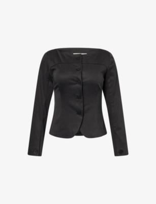 Bardot Boat-Neck Woven Top by PEACHY DEN