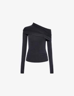 Kylie Cold-Shoulder Stretch-Woven Top by PEACHY DEN