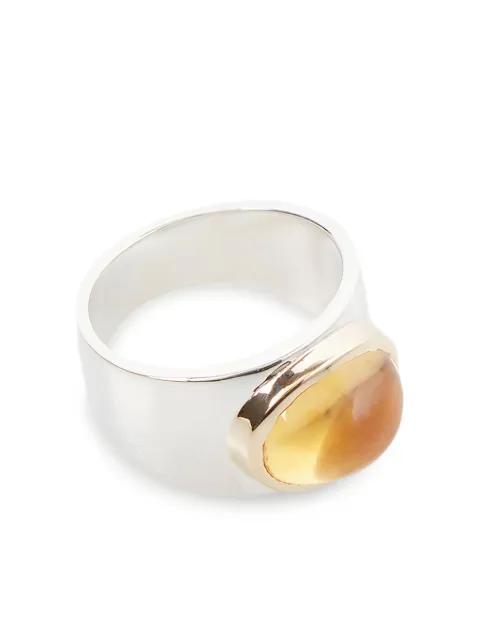 silver citrine gemstone ring by PEARLS BEFORE SWINE