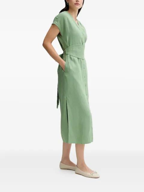 belted linen dress by PEDRO DEL HIERRO