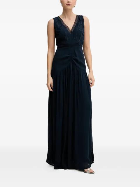 lace gathered maxi dress by PEDRO DEL HIERRO