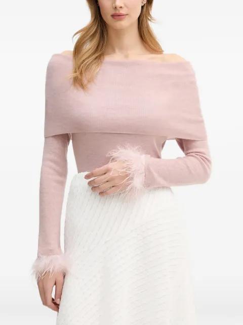 off-shoulder feather-cuff sweater by PEDRO DEL HIERRO