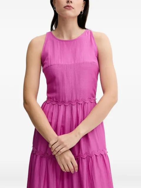 scalloped-embellishment tiered midi dress by PEDRO DEL HIERRO