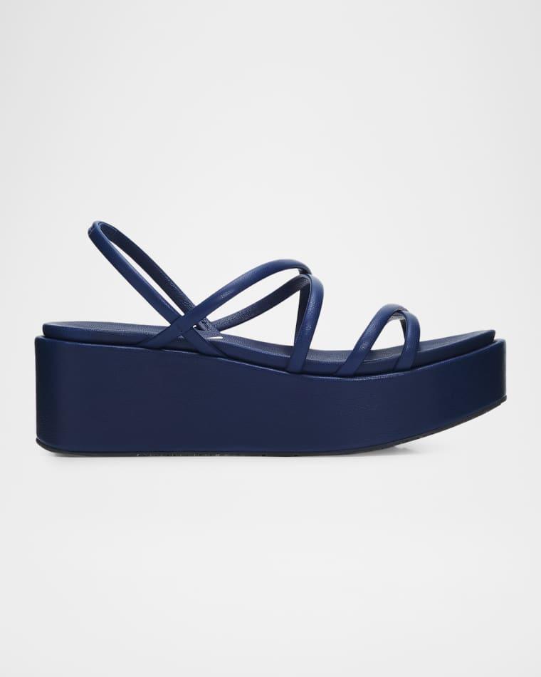 40mm Ninoska Leather Strappy Crisscross Flatform Sandals by PEDRO GARCIA