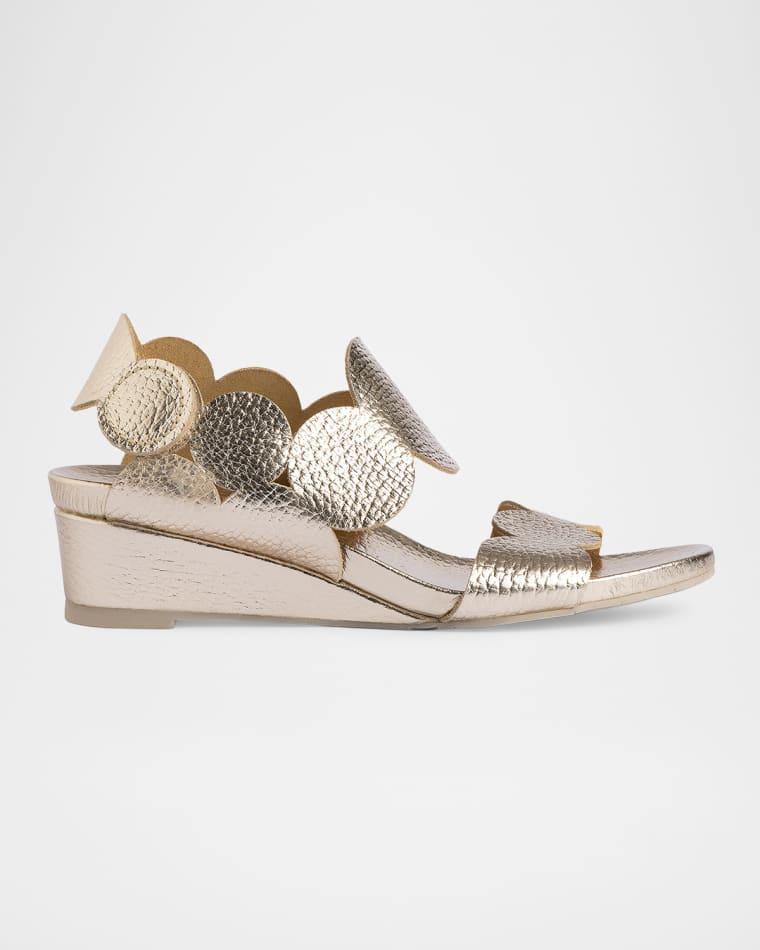 40mm Wamil Dotty Metallic Leather Wedge Sandals by PEDRO GARCIA