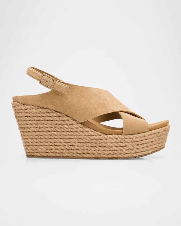 85mm Donvina Suede Crisscross Wedge Espadrilles by PEDRO GARCIA