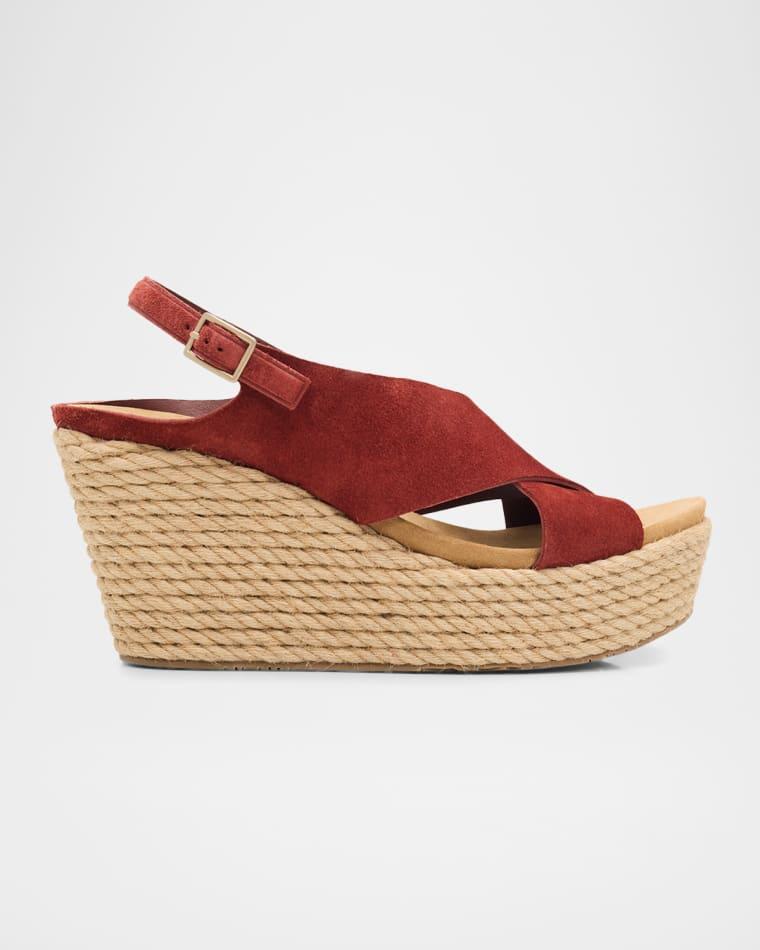 85mm Donvina Suede Crisscross Wedge Espadrilles by PEDRO GARCIA