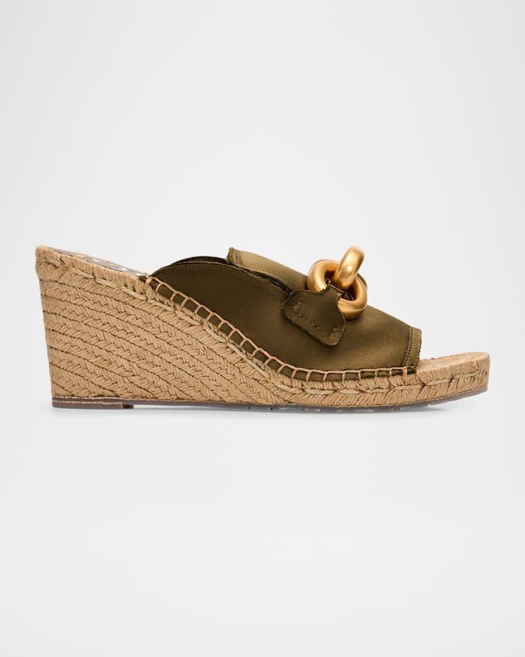 85mm Oliveta Moore Moc Satin Wedge Espadrilles by PEDRO GARCIA