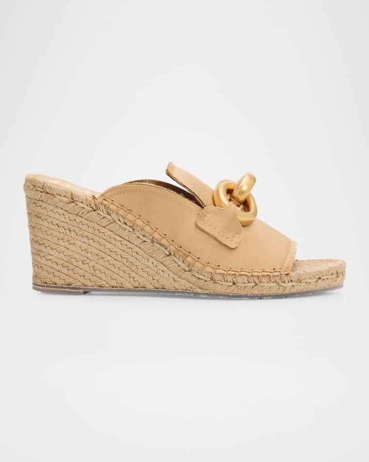 85mm Oliveta Moore Moc Satin Wedge Espadrilles by PEDRO GARCIA