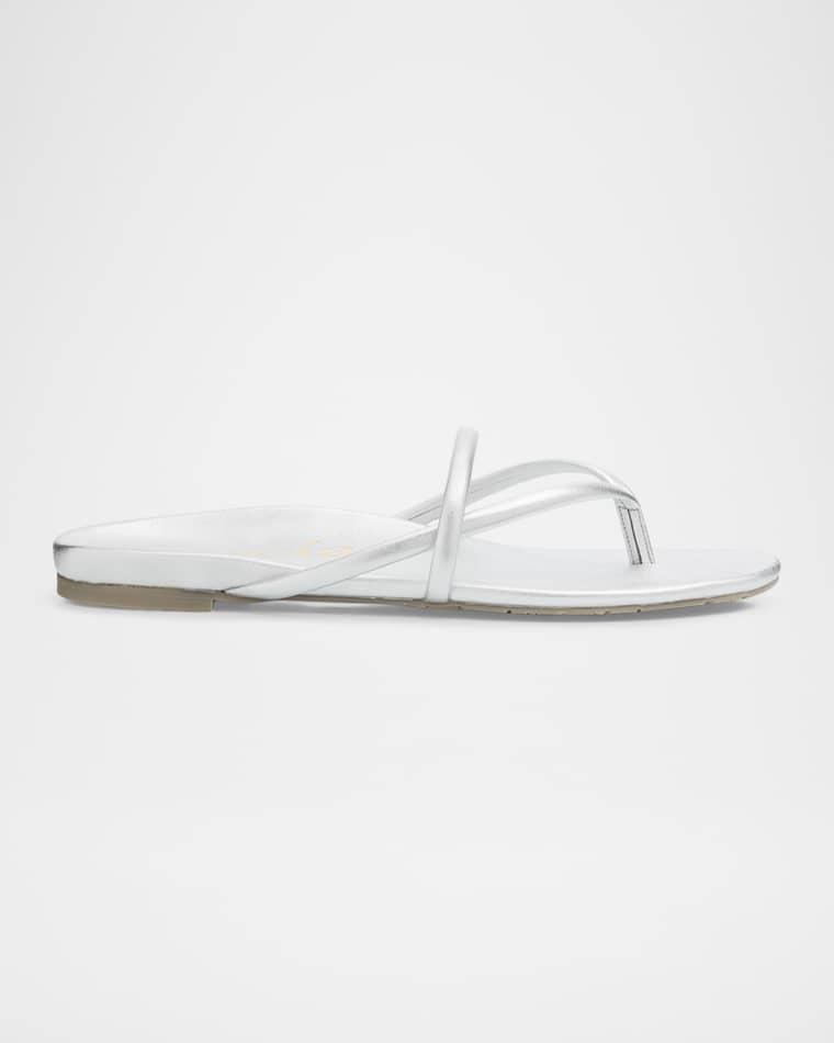Belany Metallic Leather Flat Slide Sandals by PEDRO GARCIA