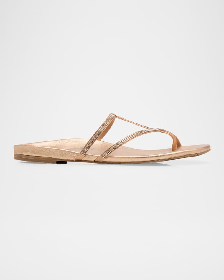 Belisa Embellished Laminated Leather Asymmetric Thong Sandals by PEDRO GARCIA