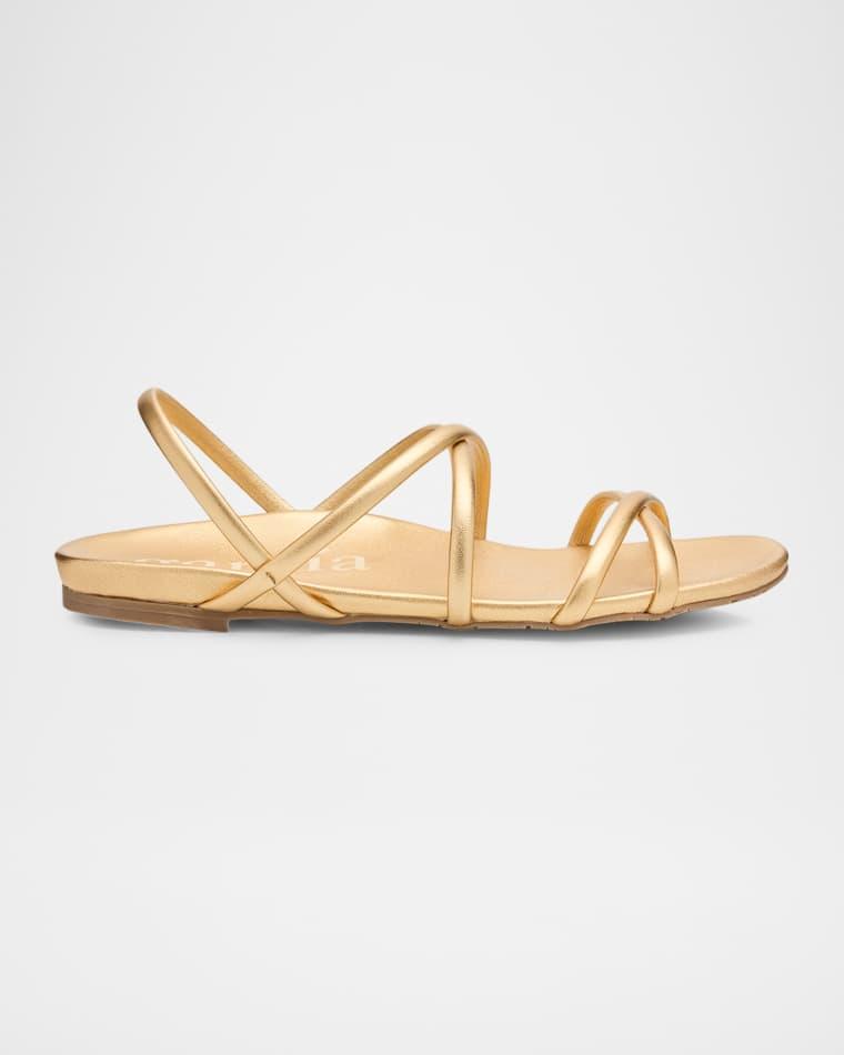 Biddy Laminated Leather Strappy Crisscross Sandals by PEDRO GARCIA