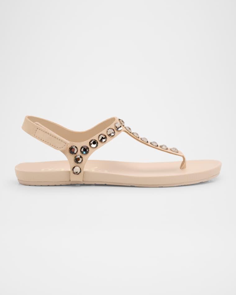 Crystal Embellished T-Strap Thong Sandals by PEDRO GARCIA