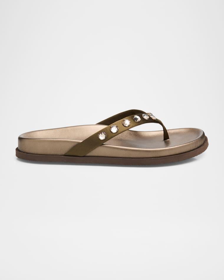 Devika Embellished Satin Thong Sandals by PEDRO GARCIA
