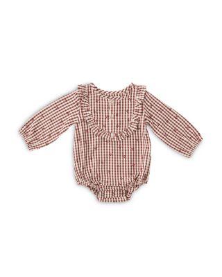 Girls' Cotton Gingham Ruffled Bodysuit - Baby by PEHR