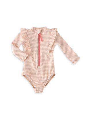 Girls' Long Sleeve Ruffle One Piece Rash Guard - Baby by PEHR