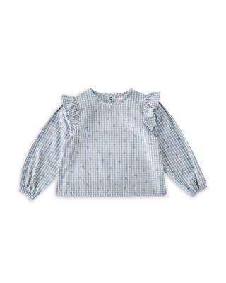 Girls' Printed Gingham Ruffled Cotton Top - Baby by PEHR