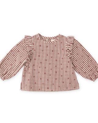 Girls' Printed Gingham Ruffled Cotton Top - Baby by PEHR