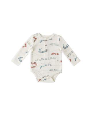 Unisex Henley Long Sleeved One Piece Printed Bodysuit - Baby by PEHR