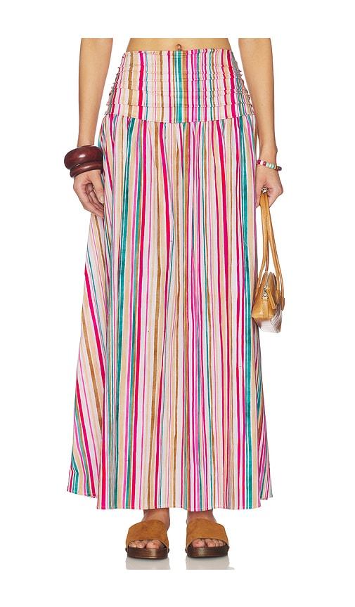 PEIXOTO Rowan Midi Skirt in Pink,Tan by PEIXOTO