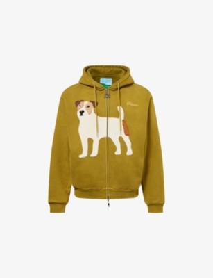 Dog Applique Relaxed-Fit Cotton Hoodie by PELLADOR