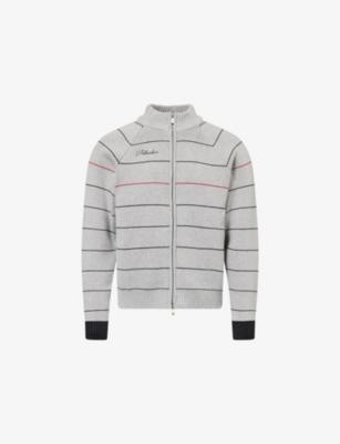 Striped Embroidered-Logo Cotton Cardigan by PELLADOR
