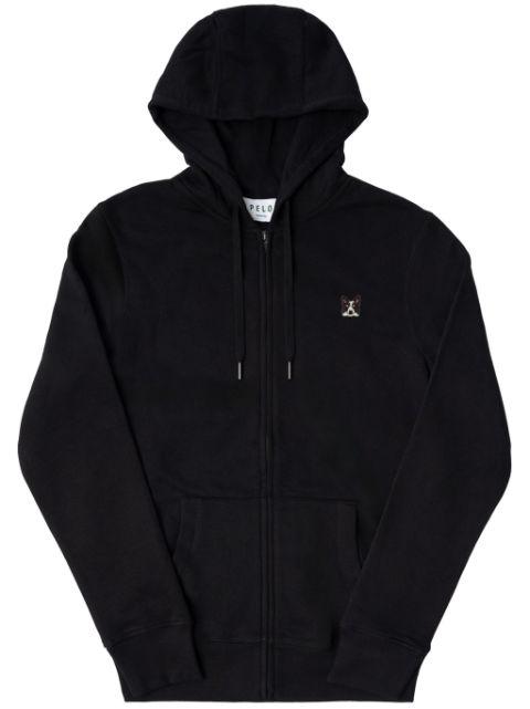 border collie-patch merino hoodie by PELO FOUNDATION