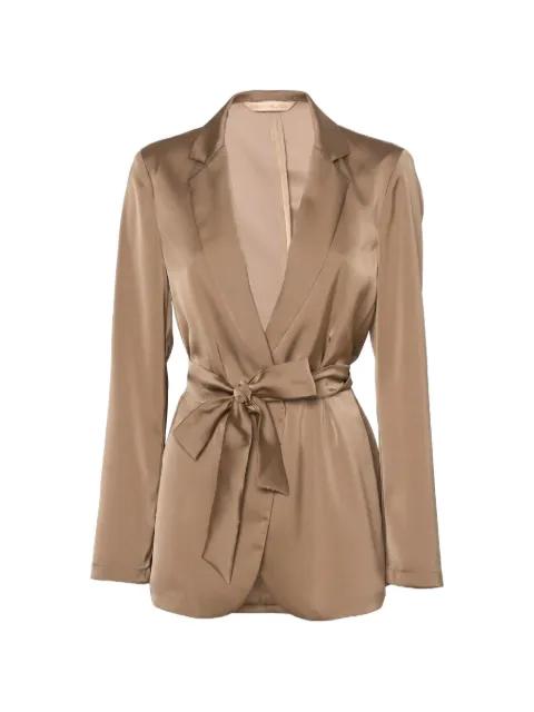 belted satin-finish jacket by PENNYBLACK