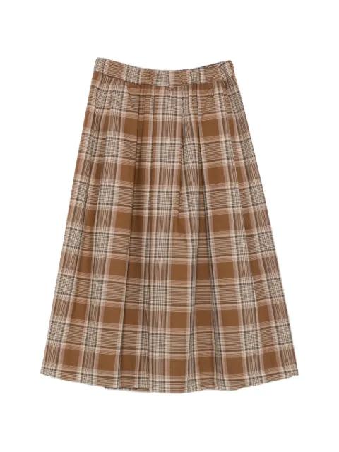 check-pattern pleated midi skirt by PENNYBLACK