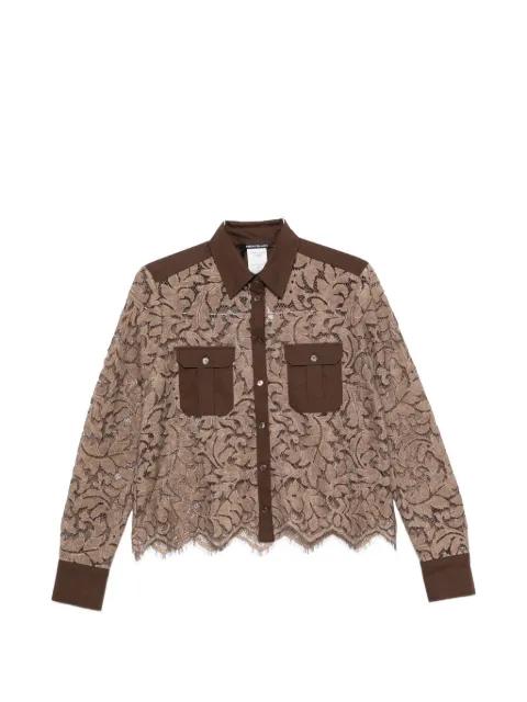 lace-overlay panelled shirt by PENNYBLACK