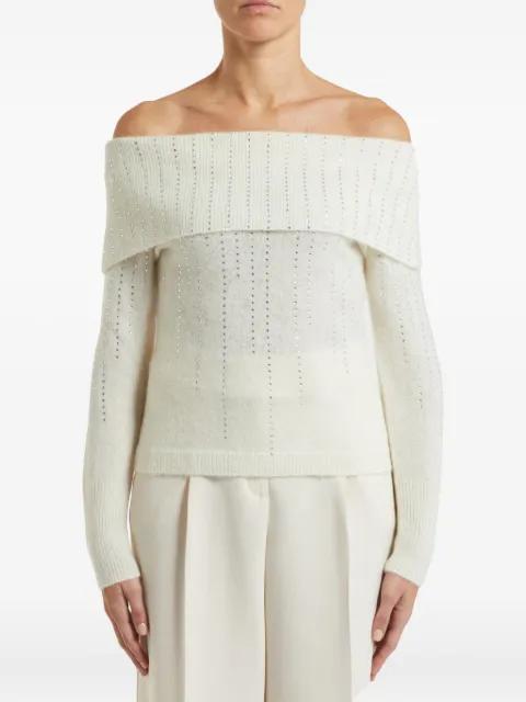 off-shoulder embellished sweater by PENNYBLACK