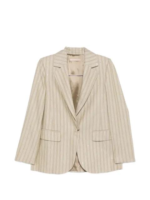 pinstripe sequin-embellished blazer by PENNYBLACK