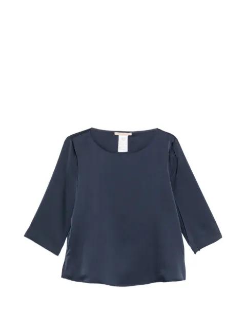 satin-finish three-quarter sleeve blouse by PENNYBLACK