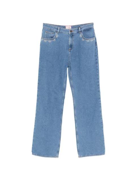 shell-embroidered straight-leg jeans by PENNYBLACK